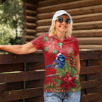 Aussie Superb Fairywren Bird Women Polo Shirt Aboriginal Inspired Christmas - Aussie Hoodie