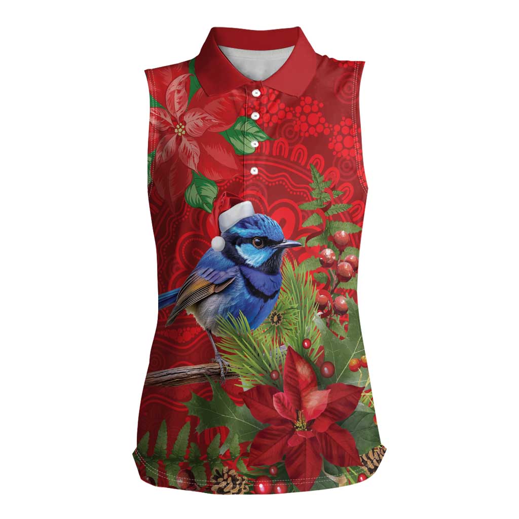 Aussie Superb Fairywren Bird Women Sleeveless Polo Shirt Aboriginal Inspired Christmas - Aussie Hoodie
