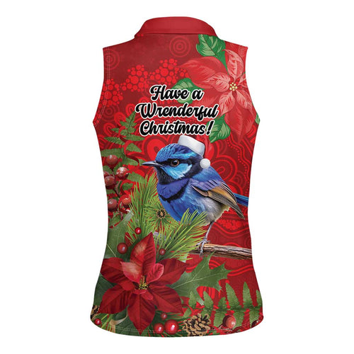 Aussie Superb Fairywren Bird Women Sleeveless Polo Shirt Aboriginal Inspired Christmas - Aussie Hoodie