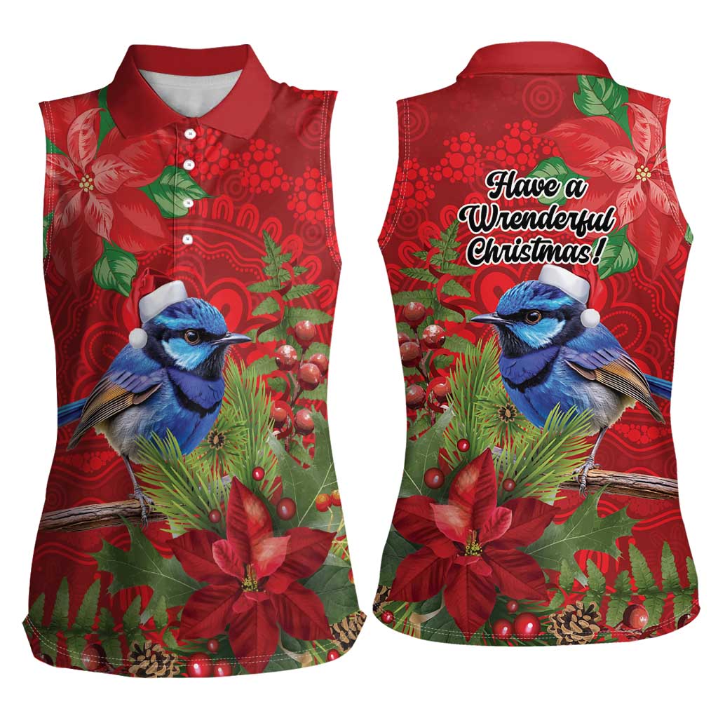 Aussie Superb Fairywren Bird Women Sleeveless Polo Shirt Aboriginal Inspired Christmas - Aussie Hoodie