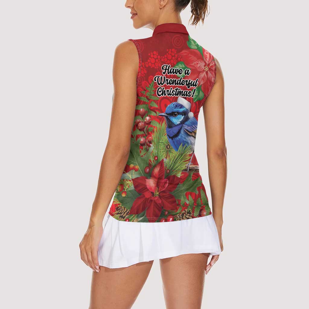 Aussie Superb Fairywren Bird Women Sleeveless Polo Shirt Aboriginal Inspired Christmas - Aussie Hoodie