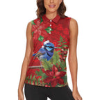 Aussie Superb Fairywren Bird Women Sleeveless Polo Shirt Aboriginal Inspired Christmas - Aussie Hoodie