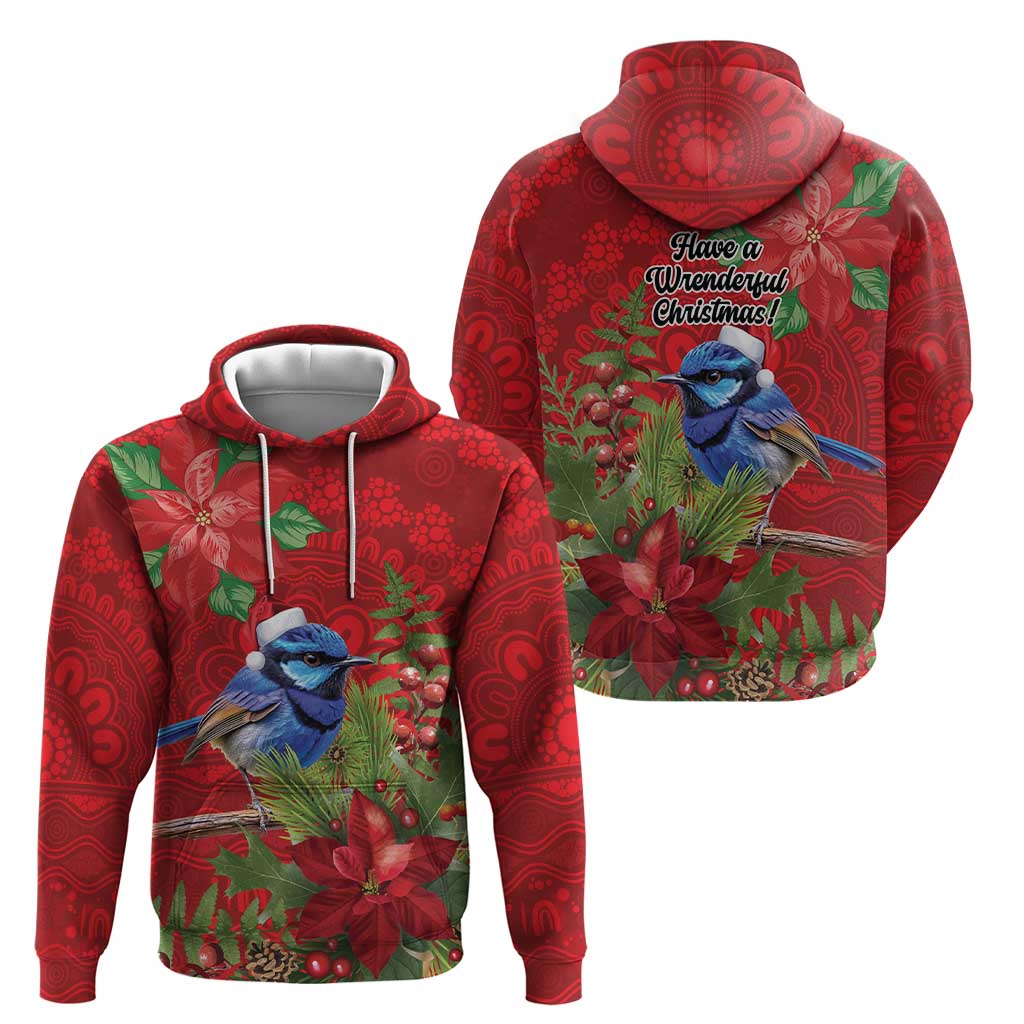 Aussie Superb Fairywren Bird Zip Hoodie Aboriginal Inspired Christmas - Aussie Hoodie