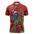 Aussie Superb Fairywren Bird Zipper Polo Shirt Aboriginal Inspired Christmas - Aussie Hoodie