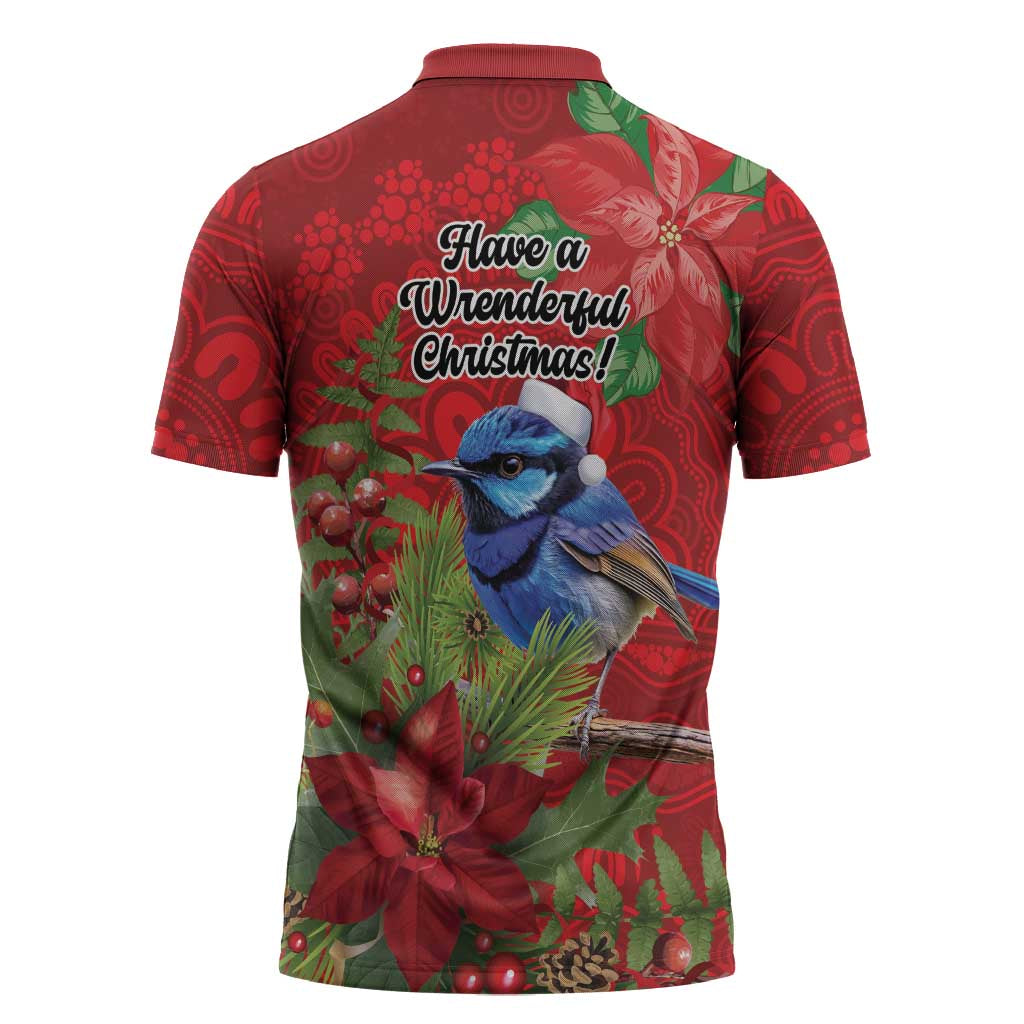 Aussie Superb Fairywren Bird Zipper Polo Shirt Aboriginal Inspired Christmas - Aussie Hoodie