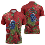 Aussie Superb Fairywren Bird Zipper Polo Shirt Aboriginal Inspired Christmas - Aussie Hoodie