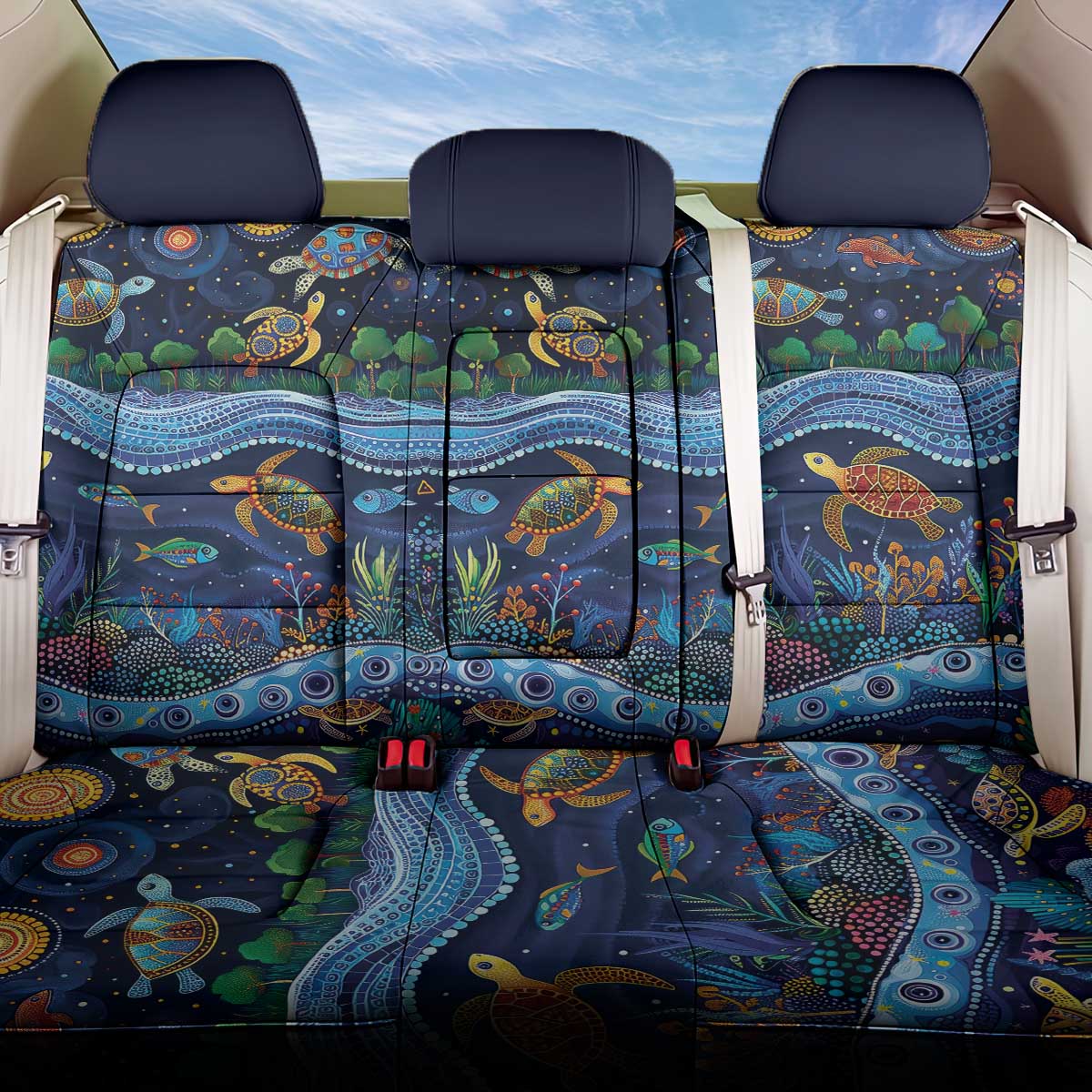 Australian Landscapes Back Car Seat Cover Aboriginal Dreamtime Story