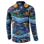 Australian Landscapes Button Sweatshirt Aboriginal Dreamtime Story