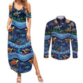 Australian Landscapes Couples Matching Summer Maxi Dress and Long Sleeve Button Shirt Aboriginal Dreamtime Story