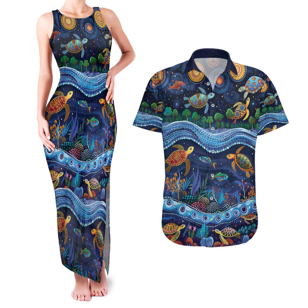 Australian Landscapes Couples Matching Tank Maxi Dress and Hawaiian Shirt Aboriginal Dreamtime Story