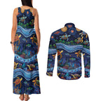 Australian Landscapes Couples Matching Tank Maxi Dress and Long Sleeve Button Shirt Aboriginal Dreamtime Story