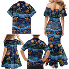 Australian Landscapes Family Matching Mermaid Dress and Hawaiian Shirt Aboriginal Dreamtime Story