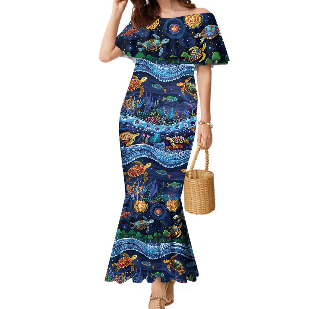 Australian Landscapes Family Matching Mermaid Dress and Hawaiian Shirt Aboriginal Dreamtime Story