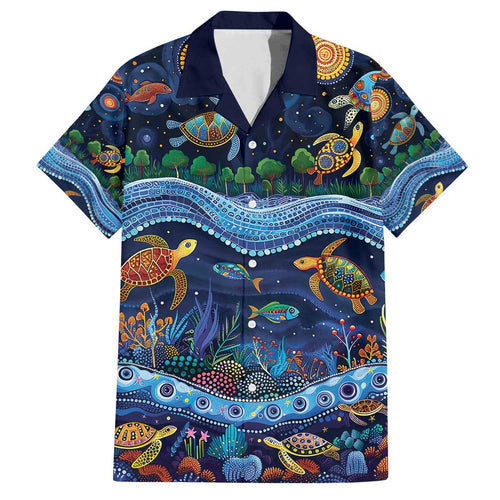 Australian Landscapes Family Matching Off The Shoulder Long Sleeve Dress and Hawaiian Shirt Aboriginal Dreamtime Story