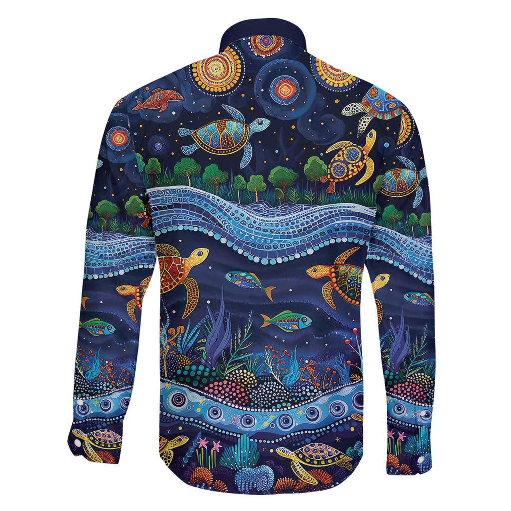 Australian Landscapes Family Matching Off The Shoulder Long Sleeve Dress and Hawaiian Shirt Aboriginal Dreamtime Story