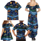 Australian Landscapes Family Matching Summer Maxi Dress and Hawaiian Shirt Aboriginal Dreamtime Story