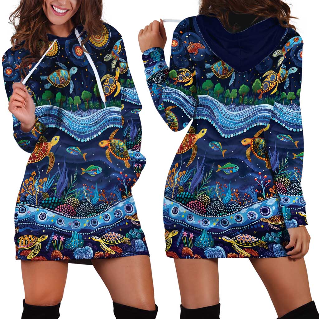 Australian Landscapes Hoodie Dress Aboriginal Dreamtime Story