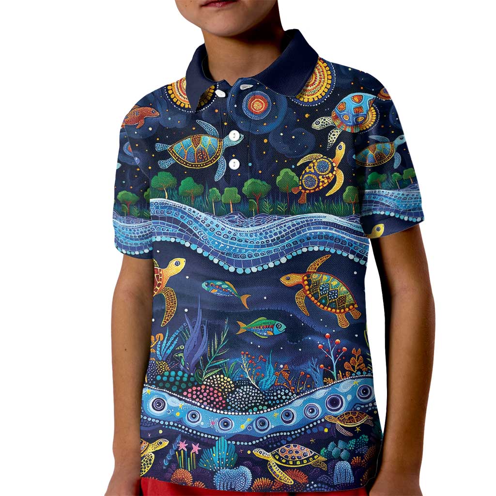 Australian Landscapes Kid Polo Shirt Aboriginal Dreamtime Story