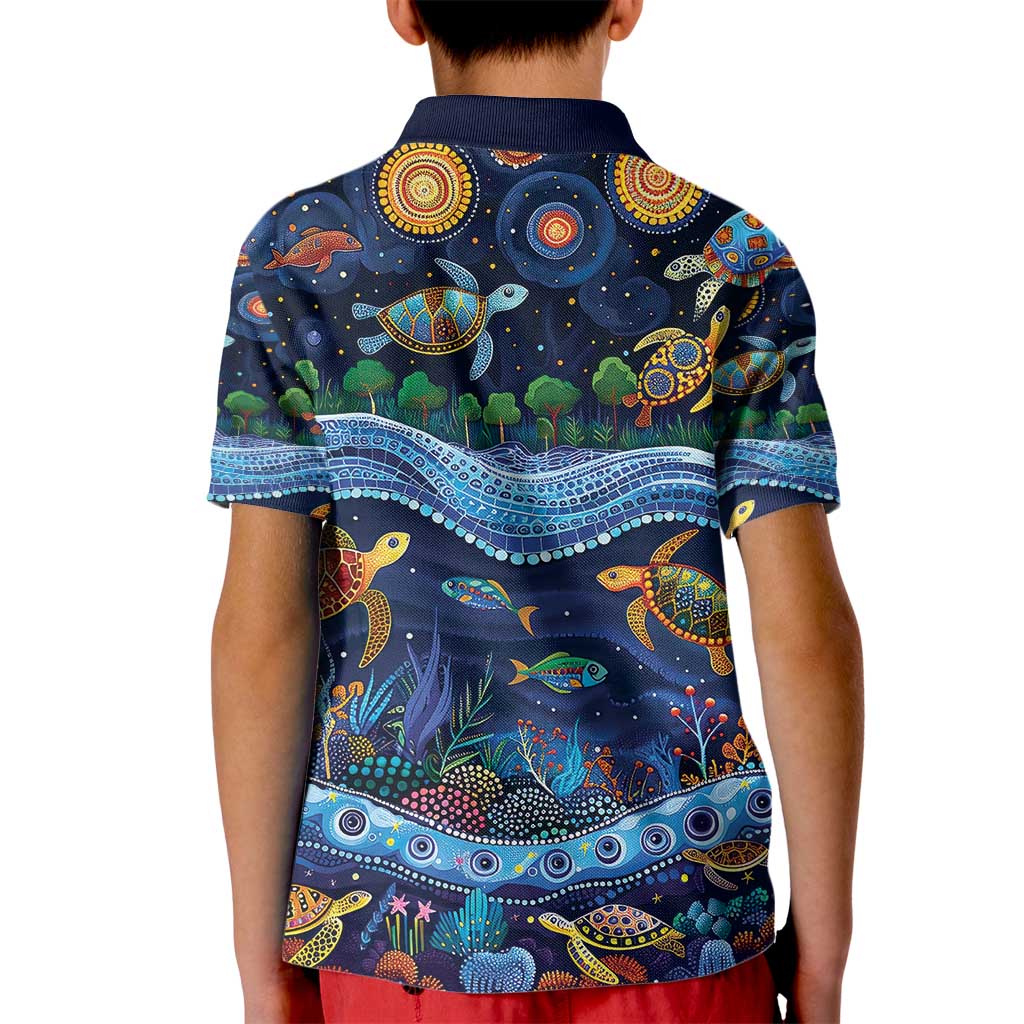 Australian Landscapes Kid Polo Shirt Aboriginal Dreamtime Story