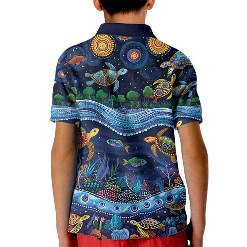 Australian Landscapes Kid Polo Shirt Aboriginal Dreamtime Story