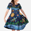 Australian Landscapes Kid Short Sleeve Dress Aboriginal Dreamtime Story