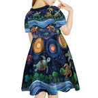 Australian Landscapes Kid Short Sleeve Dress Aboriginal Dreamtime Story