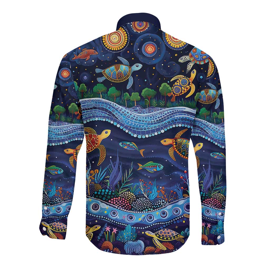 Australian Landscapes Long Sleeve Button Shirt Aboriginal Dreamtime Story
