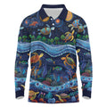 Australian Landscapes Long Sleeve Polo Shirt Aboriginal Dreamtime Story