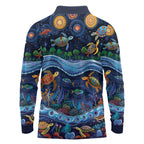 Australian Landscapes Long Sleeve Polo Shirt Aboriginal Dreamtime Story