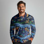 Australian Landscapes Long Sleeve Polo Shirt Aboriginal Dreamtime Story
