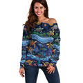 Australian Landscapes Off Shoulder Sweater Aboriginal Dreamtime Story