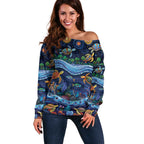 Australian Landscapes Off Shoulder Sweater Aboriginal Dreamtime Story