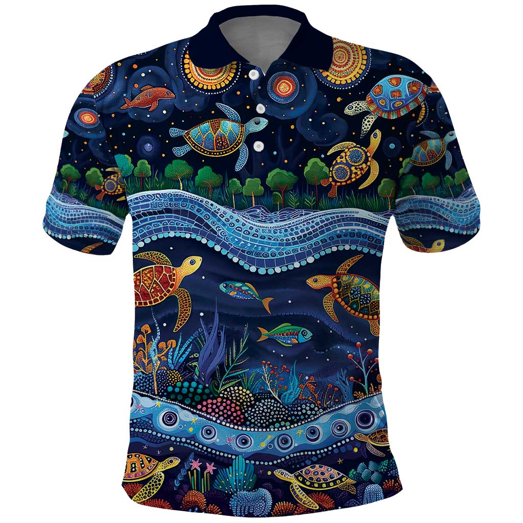 Australian Landscapes Polo Shirt Aboriginal Dreamtime Story