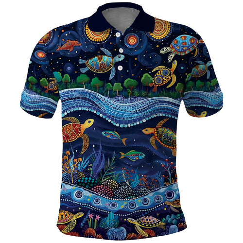 Australian Landscapes Polo Shirt Aboriginal Dreamtime Story