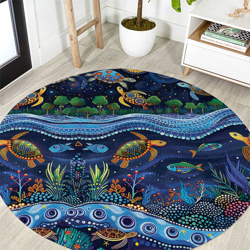Australian Landscapes Round Carpet Aboriginal Dreamtime Story