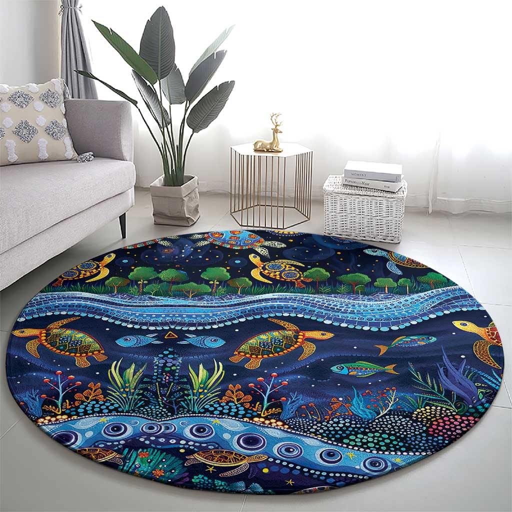 Australian Landscapes Round Carpet Aboriginal Dreamtime Story