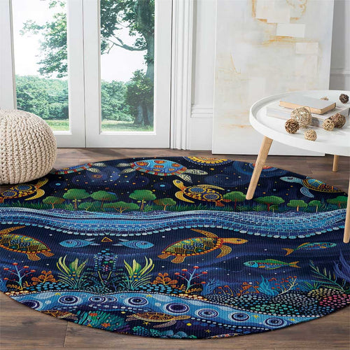 Australian Landscapes Round Carpet Aboriginal Dreamtime Story
