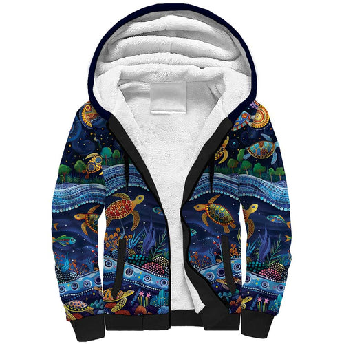 Australian Landscapes Sherpa Hoodie Aboriginal Dreamtime Story