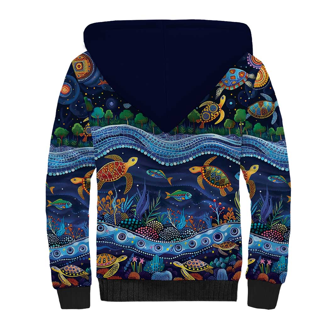 Australian Landscapes Sherpa Hoodie Aboriginal Dreamtime Story