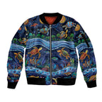 Australian Landscapes Sleeve Zip Bomber Jacket Aboriginal Dreamtime Story