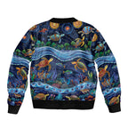 Australian Landscapes Sleeve Zip Bomber Jacket Aboriginal Dreamtime Story
