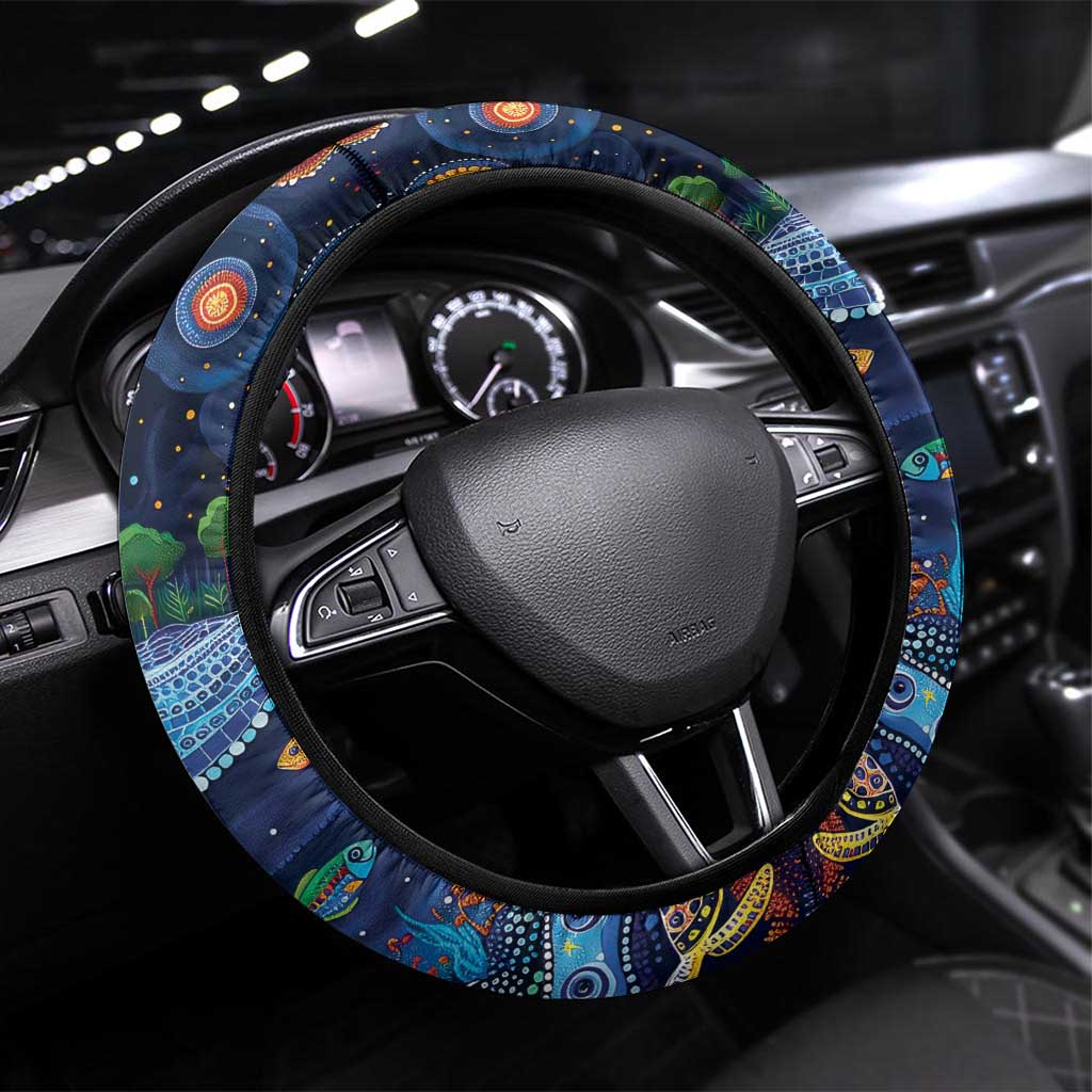 Australian Landscapes Steering Wheel Cover Aboriginal Dreamtime Story