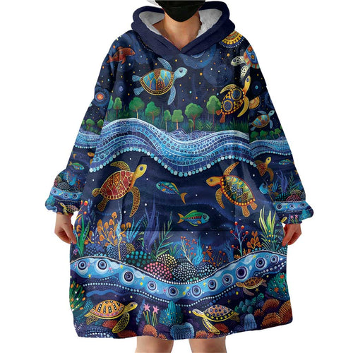 Australian Landscapes Wearable Blanket Hoodie Aboriginal Dreamtime Story