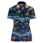 Australian Landscapes Women Polo Shirt Aboriginal Dreamtime Story