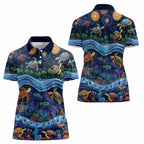 Australian Landscapes Women Polo Shirt Aboriginal Dreamtime Story