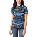 Australian Landscapes Women Polo Shirt Aboriginal Dreamtime Story
