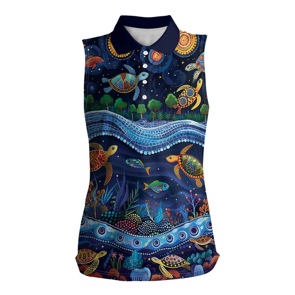 Australian Landscapes Women Sleeveless Polo Shirt Aboriginal Dreamtime Story