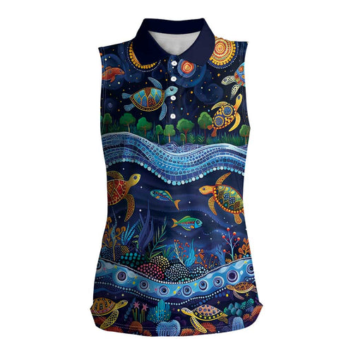 Australian Landscapes Women Sleeveless Polo Shirt Aboriginal Dreamtime Story