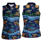 Australian Landscapes Women Sleeveless Polo Shirt Aboriginal Dreamtime Story