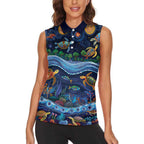 Australian Landscapes Women Sleeveless Polo Shirt Aboriginal Dreamtime Story
